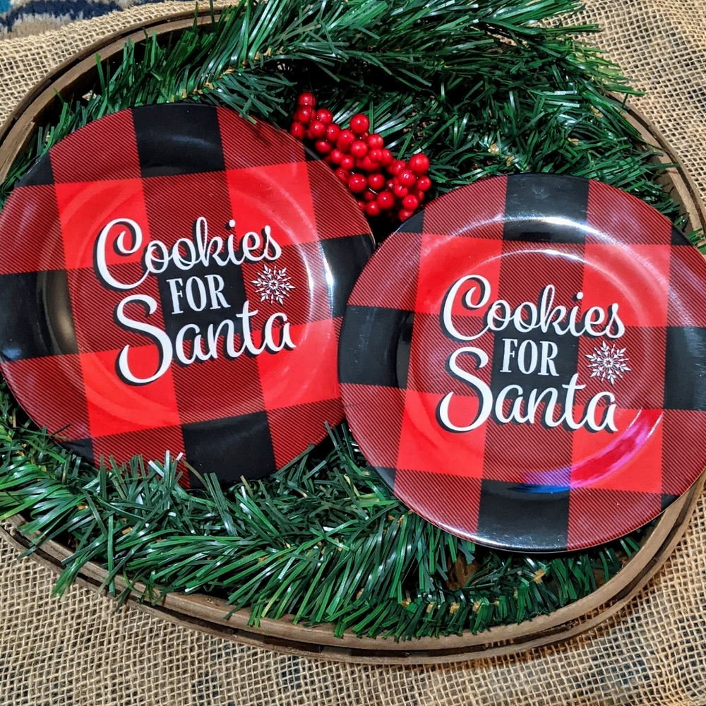 Santa Cookie Plates New - Set of 2